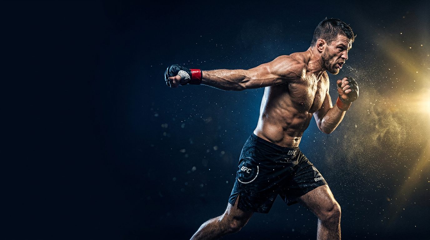 Luchador de MMA lanzando un golpe